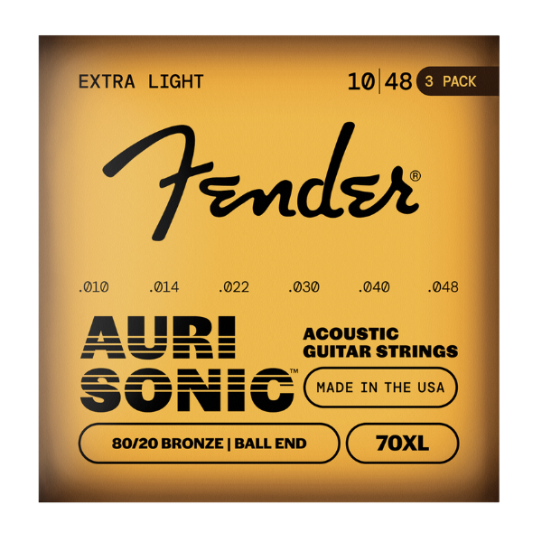 3 Pack Cuerdas AuriSonic 80/20 10-48 Fender